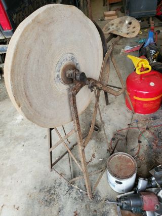 Antique Grinding Mill Stone Paddle Wheel