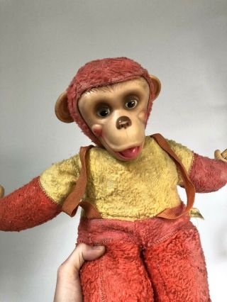 Vintage 1950s Rubber Face Plush Stuffed Monkey Antique Jee Bee Doll 17 " Rushton