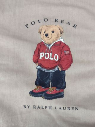 Vintage Ralph Lauren Polo Bear Pillow Cover Blue Denim Teddy Decor USA 2