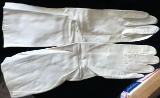 Italian ladies vintage calfskin thin white leather long gloves size 7 2