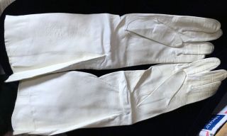 Italian ladies vintage calfskin thin white leather long gloves size 7 3