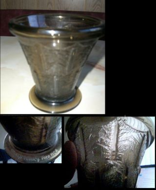 ANTIQUE ART DECO DAUM NANCY FRANCE SMOKY GRAY GLASS VASE SIGNED ca 1920 RARE 3