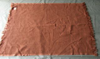 Vintage Faribo 100 Wool Fringed Brown Blanket Throw 47 " X 62 " Usa Made