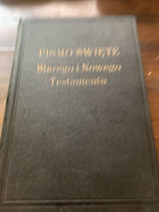 Antique 1935 Polish Bible Hc Wwii Era Complete