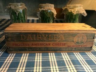 Antique Wood Dairylea American Cheese Box Vintage Printed Upside Down Old Patina