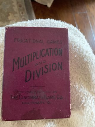 Vintage Antique Card Game Cincinnati Game Co.  Multiplication Division 1903