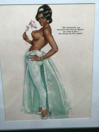 Vintage March 1964 Vargas Girl Pin Up Art Print Framed 12x10 March Birthday 2