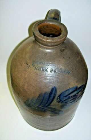 Antique 1804 H.  B.  Pfalz Graff Pottery Jug York Pa Pfalzgraff Stoneware