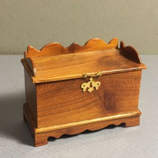 Vintage Wooden Dollhouse Miniature Hope Chest Artisan Crafted 1978