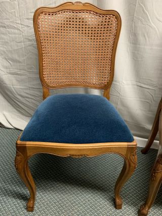 Vintage Pair French Country Solid Oak Cane Back Chairs 2