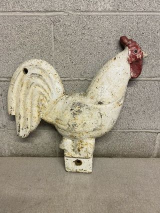 Primitive Antique Vintage Cast Iron Rooster Windmill Weight