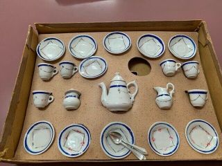 Antique Doll " S Thee Service Tea Set Dejeuner /france/porcelain/original Box