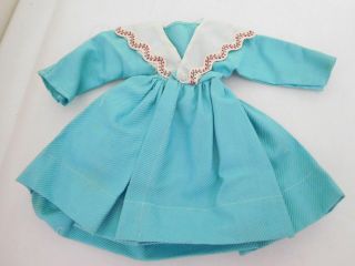 Vintage Turquoise Blue Brushed Cotton Dress For Medium Size Fashion Doll