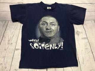 Vintage 3 Stooges T Shirt Mens Large 1997 Curly Joe Comedy Vtg Why Soitenly