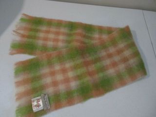 Vintage Archie Brown & Son Plaid Mohair Wool Scarf 43 " X 9 " Made In Scotland