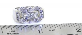 Heavy antique 18K WG 1.  02CTW VS diamond cluster cocktail ring w/ size 3.  75 3