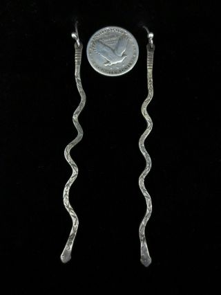 Antique Navajo Earrings - Coin Silver Ingot Snakes