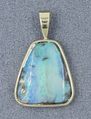 Handmade Womens Opal Vintage Pendant Necklace 9ct Yellow Gold Fine Jewelry