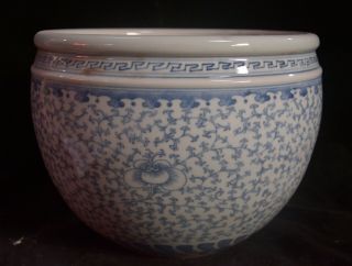 10 " Old China Dynasty Porcelain Blue Flower Pot Jug Tank Wine Earthen Jar Crock