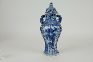 Antique Chinese Porcelain Blue & White Vase,  Kangxi 1662 - 1722 Dragon Handles