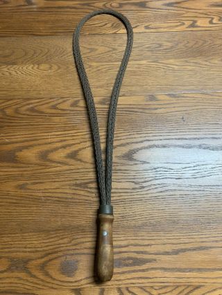 Vintage Antique Rug Beater Twisted Woven Braided Wire With Wood Handle 27 Inches