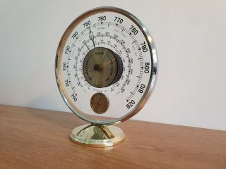 Vintage Jaeger Art Deco Desk Weather - Station Barometer And Thermometer