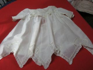 Antique 1900 Cotton Doll Dress,  Slip & Bonnet With Lace For Antique Germ