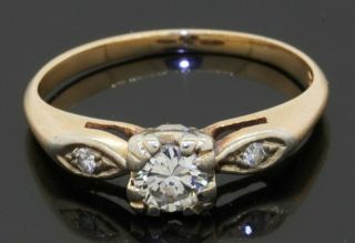 Antique 14k Gold.  44ctw Vs1/g Diamond Wedding/engagement Ring W/.  40ct Ctr Size 6