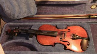 Vintage Violin 4/4 Fiddle Old Antique Grafted Sides On Scroll Full Size