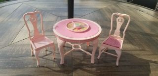 Vintage Barbie Sweet Roses Table,  Chairs Dining Room 1984 Mirrored / Lazy Susan