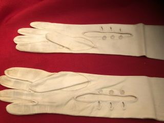 Vintage Long Kid Leather Gloves With Pearl Buttons