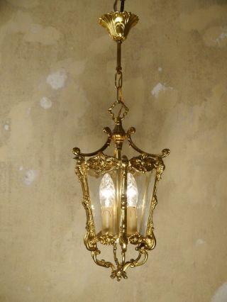 Solid Classic Brass Lantern Solid Ceiling Lamp Fixtures Chandelier Glass