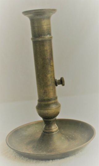 Antique 7 1/2 " Brass Push Up Candle Holder