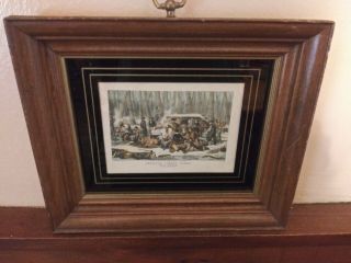 Vintage Framed Currier And Ives American Forest Scene Turner Wall Accessory