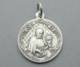 Antique Religious Silver Medal.  Alphonsus Liguori.  Virgin Mary,  Jesus.  By Penin.