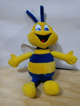 Vintage Bit - O - Honey Bee Candy Advertising Plush Bee Mascot Blue And Yellow 16 "