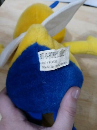 Vintage BIT - O - HONEY Bee Candy Advertising Plush Bee Mascot Blue and Yellow 16 