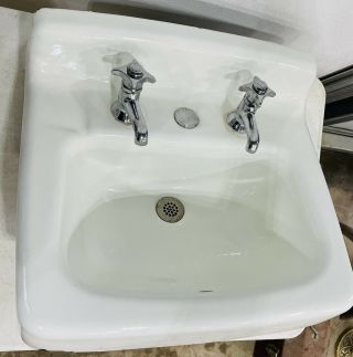 Vintage American Standard White Porcelain Cast Iron Wall Mount Sink 20 " X 18 "