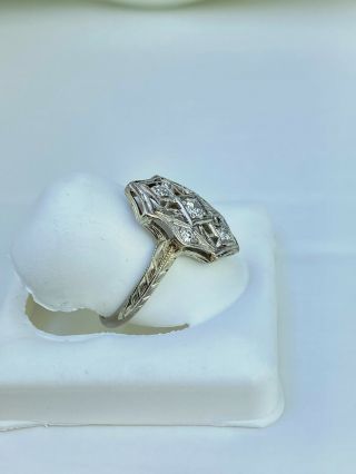. 25ct Vintage Filigree Diamond Ring 14k White Gold Size 5.  75 3