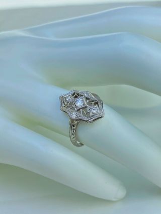 . 25ct Vintage Filigree Diamond Ring 14k White Gold Size 5.  75 5