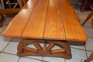 Mid Century Solid Oak Wagon Wheel Coffee Table (CT125) 5