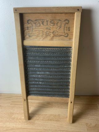 Vintage Busy Bee No.  16 Laundry Washboard Antique Wood Tin Metal Bluegrass