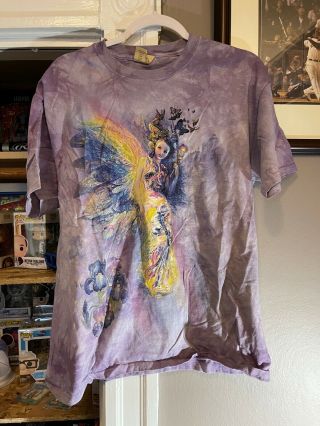 Vtg The Mountain T - Shirt Tie Dye Fairy Fairies Purple M Medium Fantasy Nature
