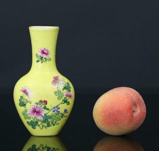 A Antique Chinese Imperial Yellow Porcelain Wall Vase 19th Century