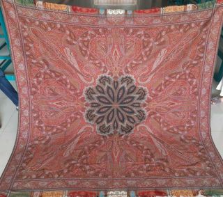 Antique French Paisley Kashmir Piano Shawl Square Size76 " X76 "
