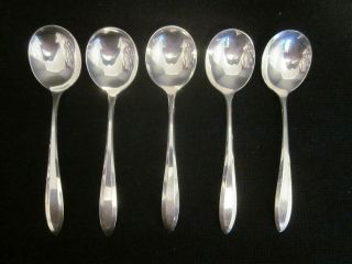 5 Oneida Community Patrician Bouillon Spoons 7 1/4 " Silver Plate Flatware