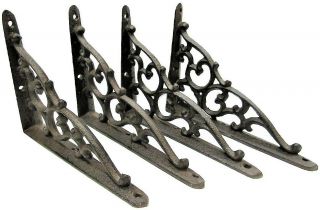 Shelf Brackets Braces Cast Iron Small 5.  25 " X 7 " Rustic Antique - Style Set Of 4