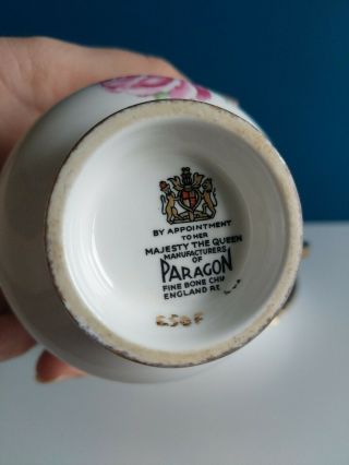 Paragon HM Majesty Tea Cup & Saucer England Pink Rose Antique Gold Signed E50F 3