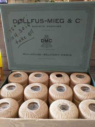 Antique Vintage Dmc Crochet Thread Doz Dollfus Mieg & Cie France No 30