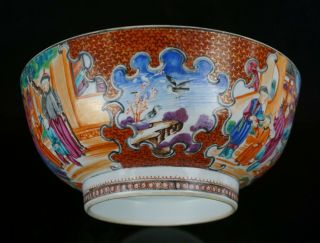Large Antique Chinese Famille Rose Porcelain Punch Bowl & Wooden Stand 18th C 4